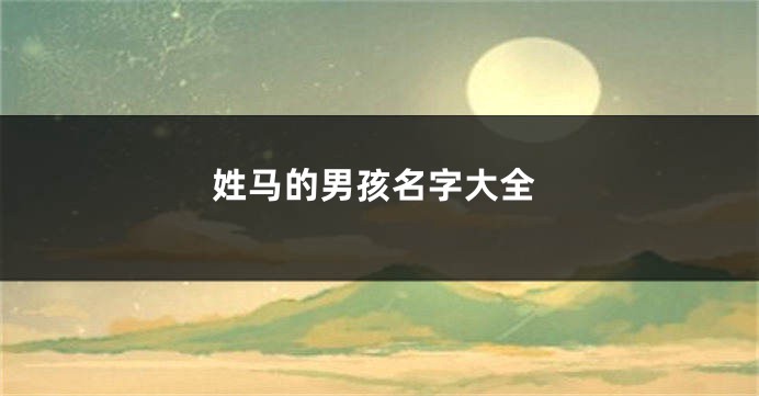 姓马的男孩名字大全