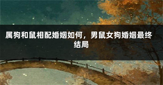 属狗和鼠相配婚姻如何，男鼠女狗婚姻最终结局