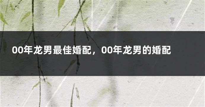 00年龙男最佳婚配，00年龙男的婚配