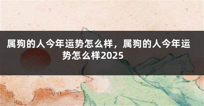 属狗的人今年运势怎么样，属狗的人今年运势怎么样2025