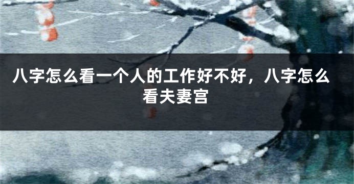 八字怎么看一个人的工作好不好，八字怎么看夫妻宫