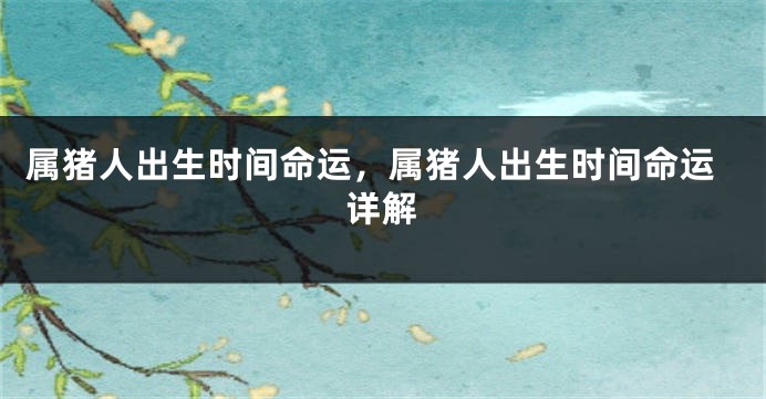 属猪人出生时间命运，属猪人出生时间命运详解