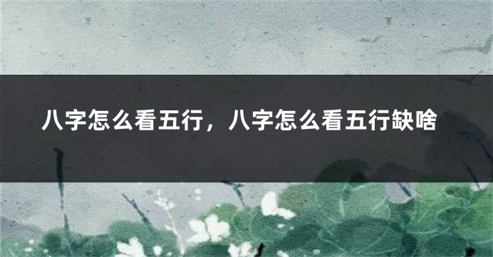 八字怎么看五行，八字怎么看五行缺啥