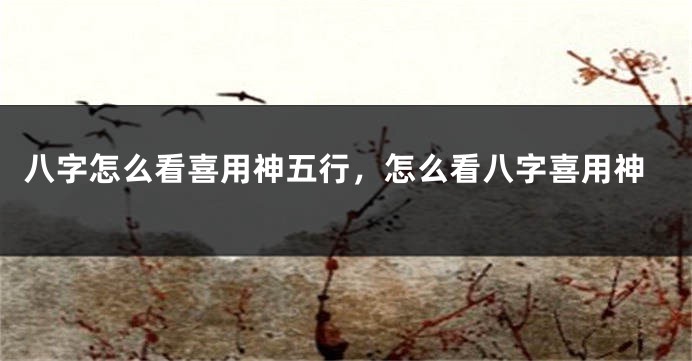 八字怎么看喜用神五行，怎么看八字喜用神