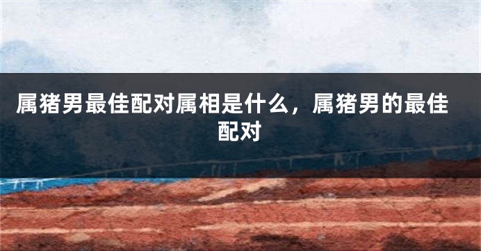 属猪男最佳配对属相是什么，属猪男的最佳配对