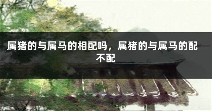 属猪的与属马的相配吗，属猪的与属马的配不配
