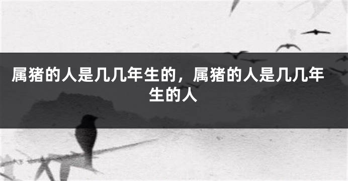 属猪的人是几几年生的，属猪的人是几几年生的人