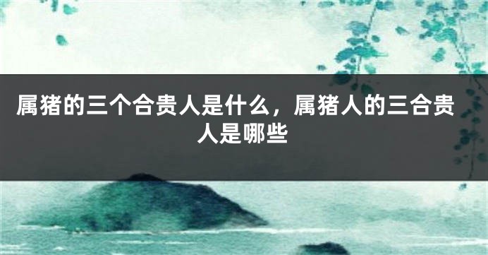 属猪的三个合贵人是什么，属猪人的三合贵人是哪些