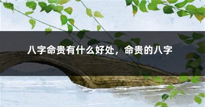 八字命贵有什么好处，命贵的八字