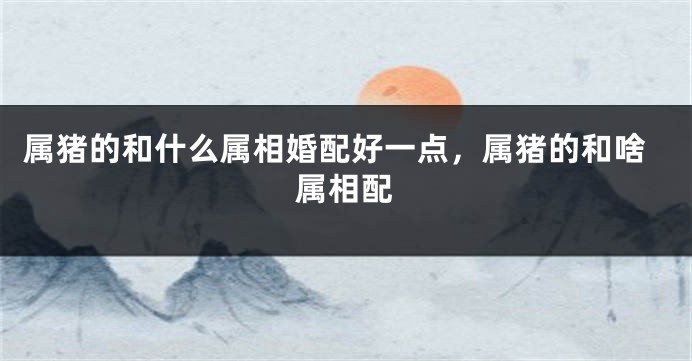 属猪的和什么属相婚配好一点，属猪的和啥属相配