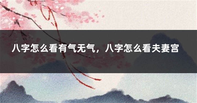 八字怎么看有气无气，八字怎么看夫妻宫