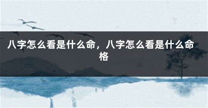 八字怎么看是什么命，八字怎么看是什么命格