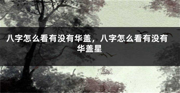 八字怎么看有没有华盖，八字怎么看有没有华盖星