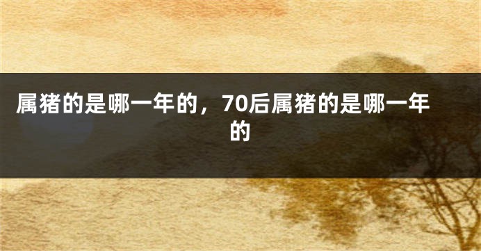 属猪的是哪一年的，70后属猪的是哪一年的