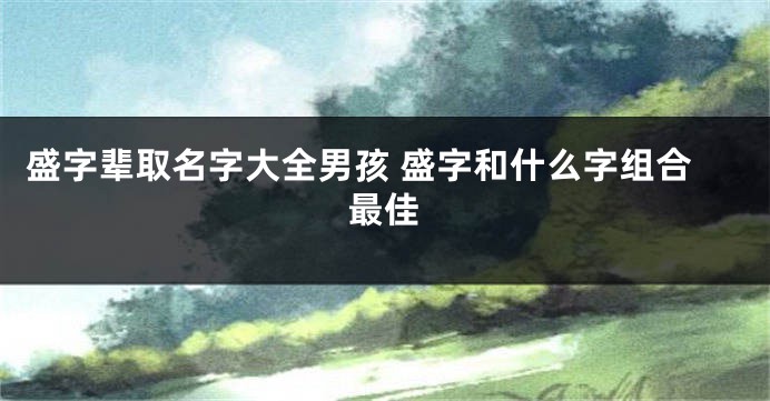 盛字辈取名字大全男孩 盛字和什么字组合最佳