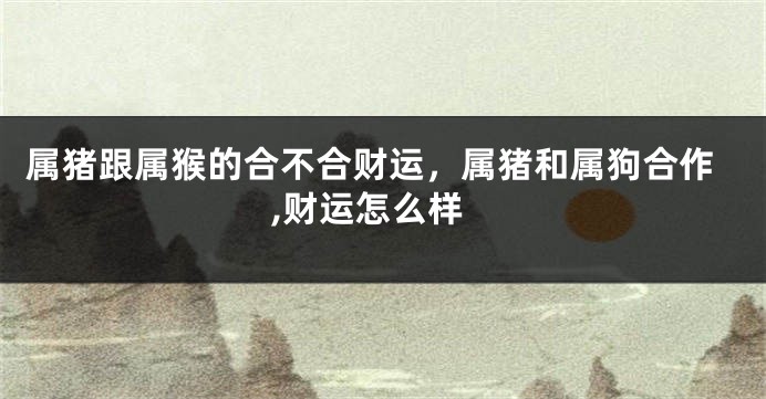 属猪跟属猴的合不合财运，属猪和属狗合作,财运怎么样