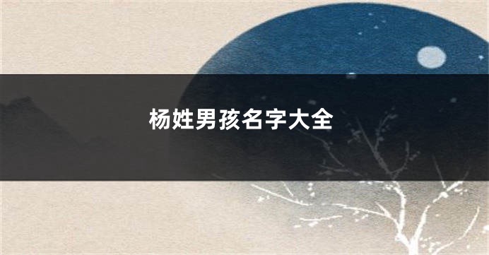 杨姓男孩名字大全