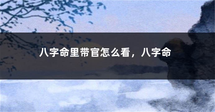 八字命里带官怎么看，八字命