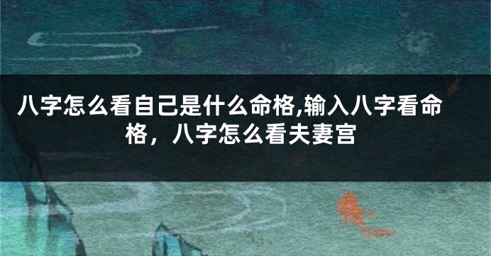 八字怎么看自己是什么命格,输入八字看命格，八字怎么看夫妻宫