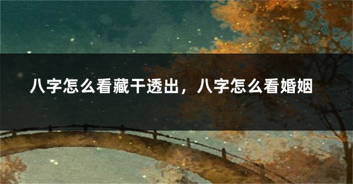 八字怎么看藏干透出，八字怎么看婚姻