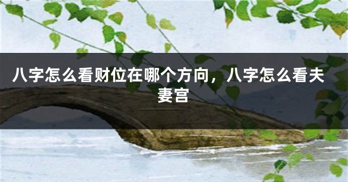 八字怎么看财位在哪个方向，八字怎么看夫妻宫