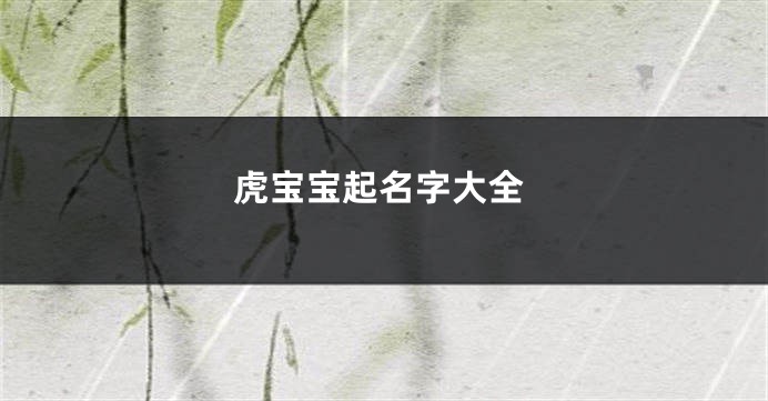 虎宝宝起名字大全