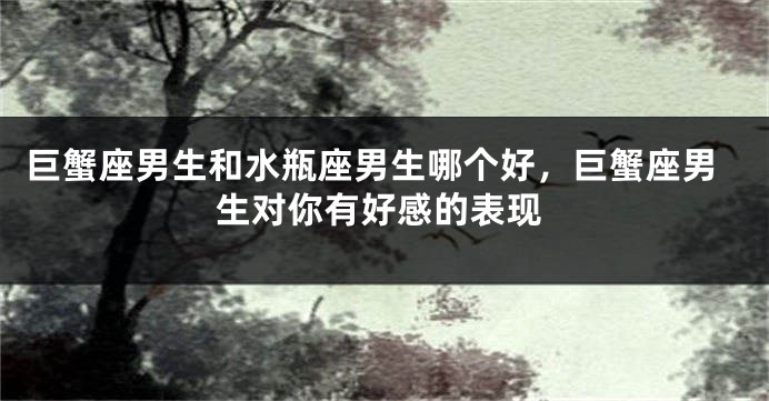 巨蟹座男生和水瓶座男生哪个好，巨蟹座男生对你有好感的表现