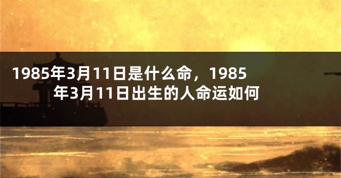 1985年3月11日是什么命，1985年3月11日出生的人命运如何