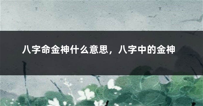 八字命金神什么意思，八字中的金神