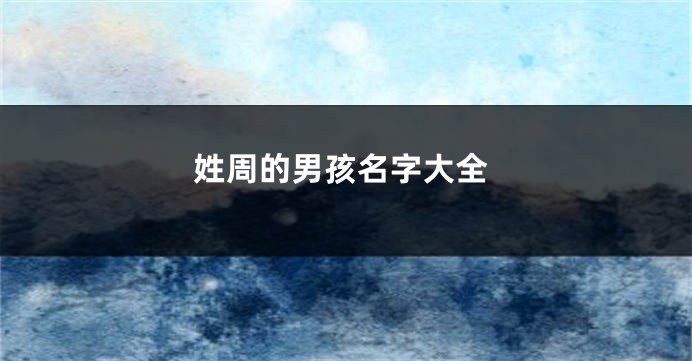 姓周的男孩名字大全