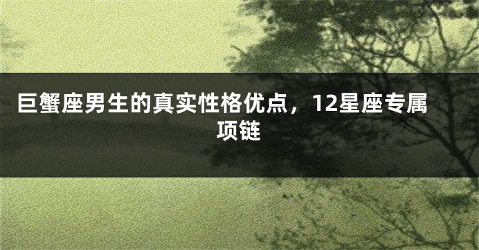 巨蟹座男生的真实性格优点，12星座专属项链