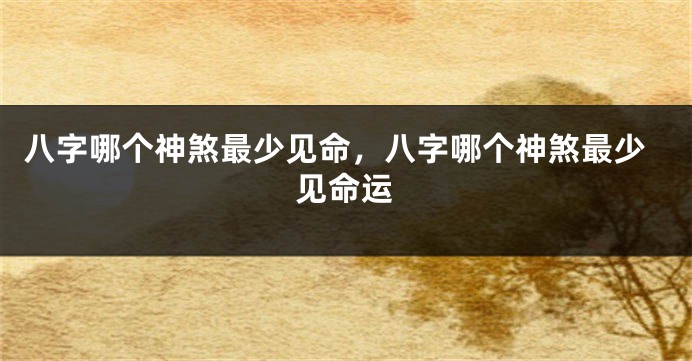 八字哪个神煞最少见命，八字哪个神煞最少见命运