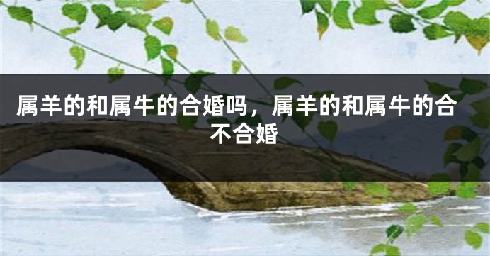 属羊的和属牛的合婚吗，属羊的和属牛的合不合婚