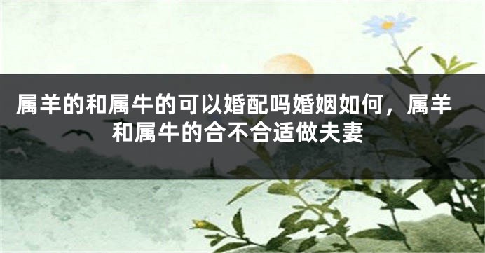 属羊的和属牛的可以婚配吗婚姻如何，属羊和属牛的合不合适做夫妻