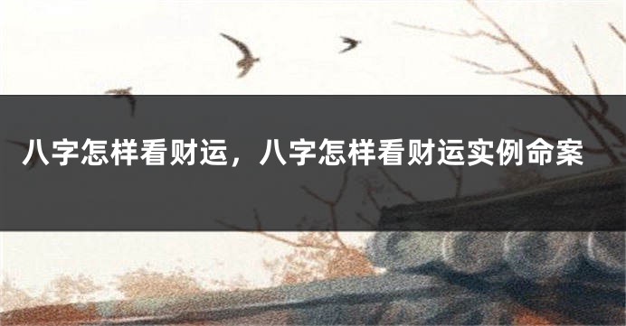 八字怎样看财运，八字怎样看财运实例命案