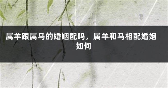 属羊跟属马的婚姻配吗，属羊和马相配婚姻如何