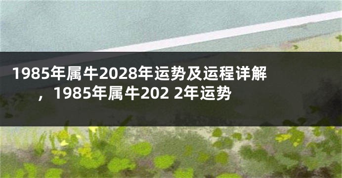 1985年属牛2028年运势及运程详解，1985年属牛202 2年运势