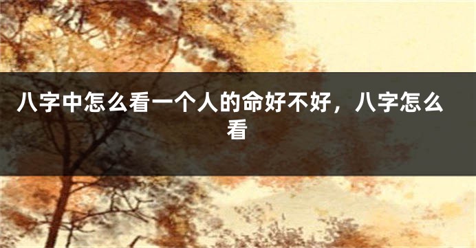 八字中怎么看一个人的命好不好，八字怎么看
