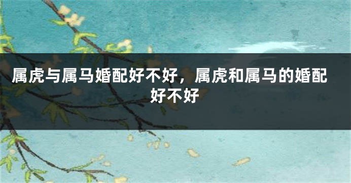属虎与属马婚配好不好，属虎和属马的婚配好不好