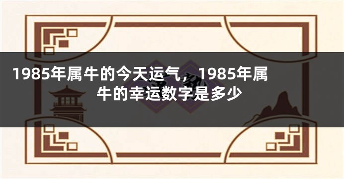 1985年属牛的今天运气，1985年属牛的幸运数字是多少