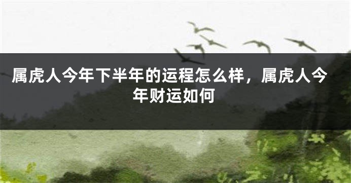 属虎人今年下半年的运程怎么样，属虎人今年财运如何