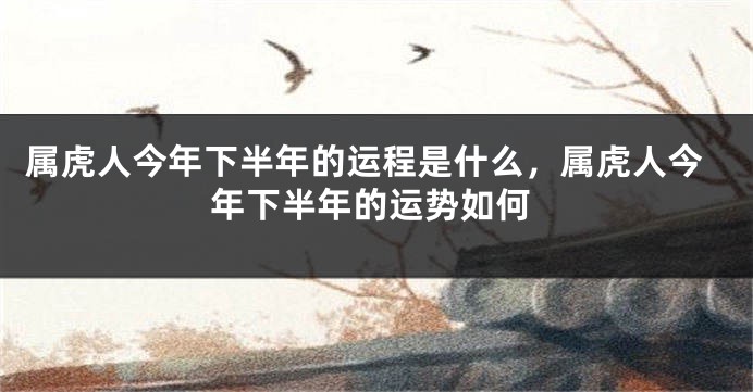 属虎人今年下半年的运程是什么，属虎人今年下半年的运势如何
