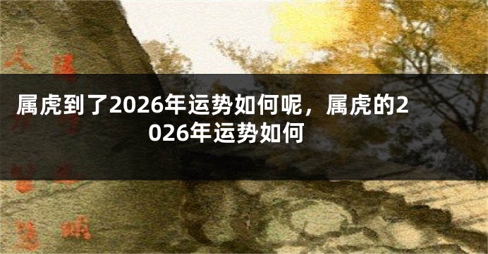 属虎到了2026年运势如何呢，属虎的2026年运势如何