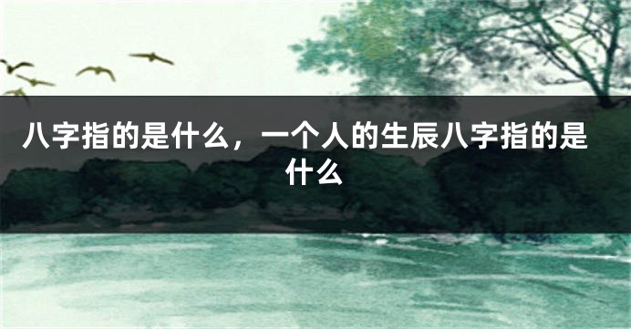 八字指的是什么，一个人的生辰八字指的是什么