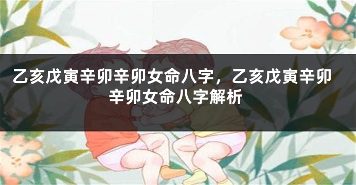 乙亥戊寅辛卯辛卯女命八字，乙亥戊寅辛卯辛卯女命八字解析