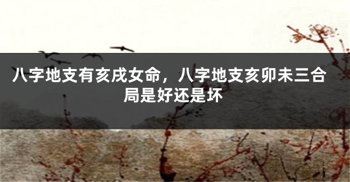 八字地支有亥戌女命，八字地支亥卯未三合局是好还是坏