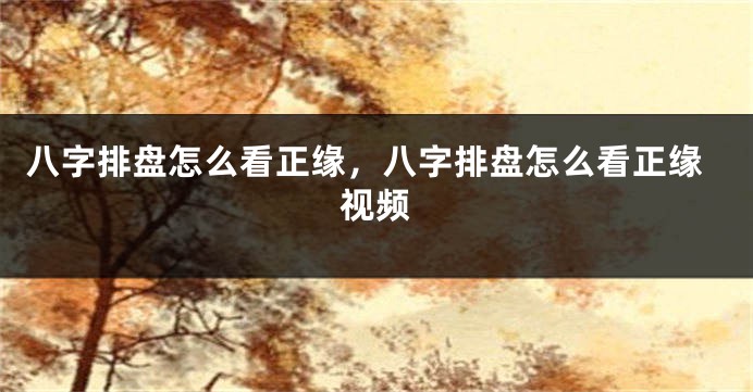 八字排盘怎么看正缘，八字排盘怎么看正缘视频