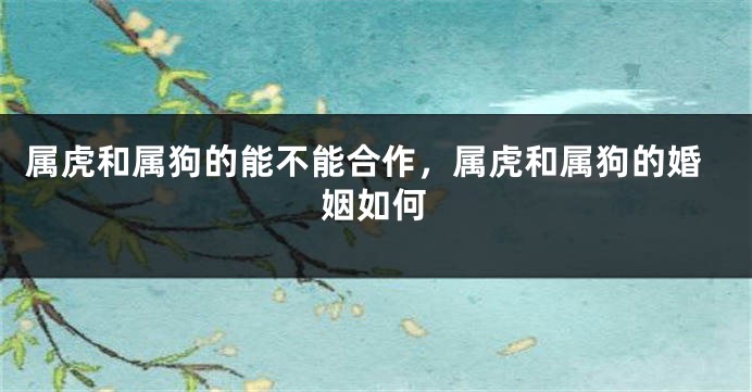 属虎和属狗的能不能合作，属虎和属狗的婚姻如何