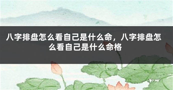 八字排盘怎么看自己是什么命，八字排盘怎么看自己是什么命格
