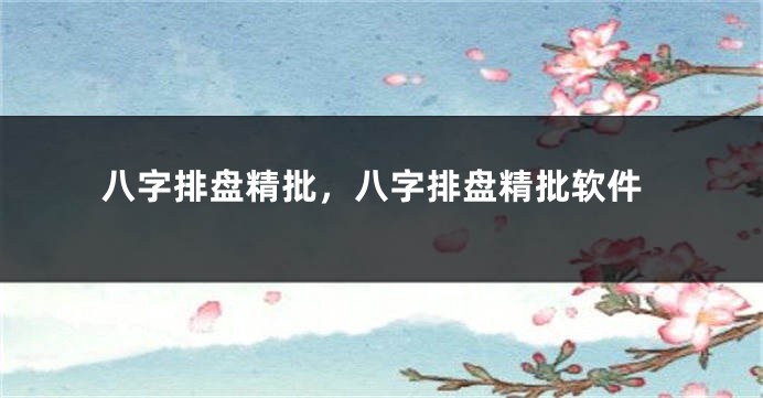 八字排盘精批，八字排盘精批软件